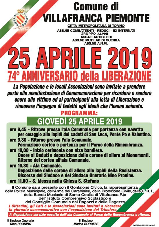 Locandina 25 aprile 2019