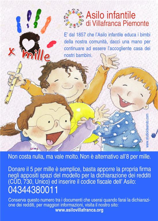 5 per mille Asilo Infantile Villafranca Piemonte