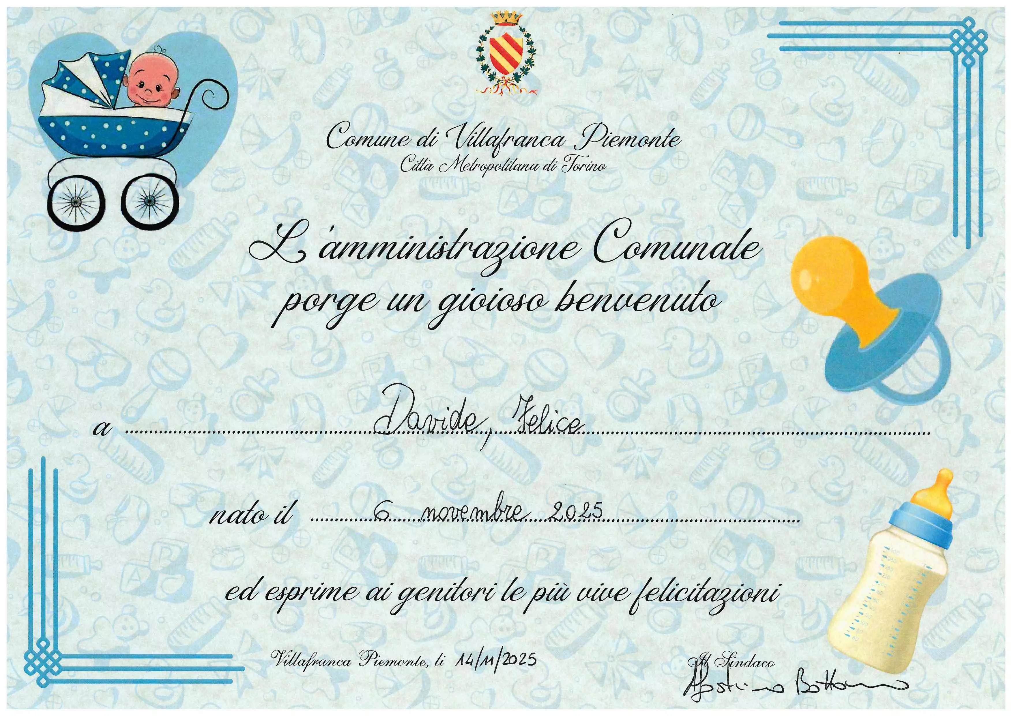 nascita di Davide, Felice