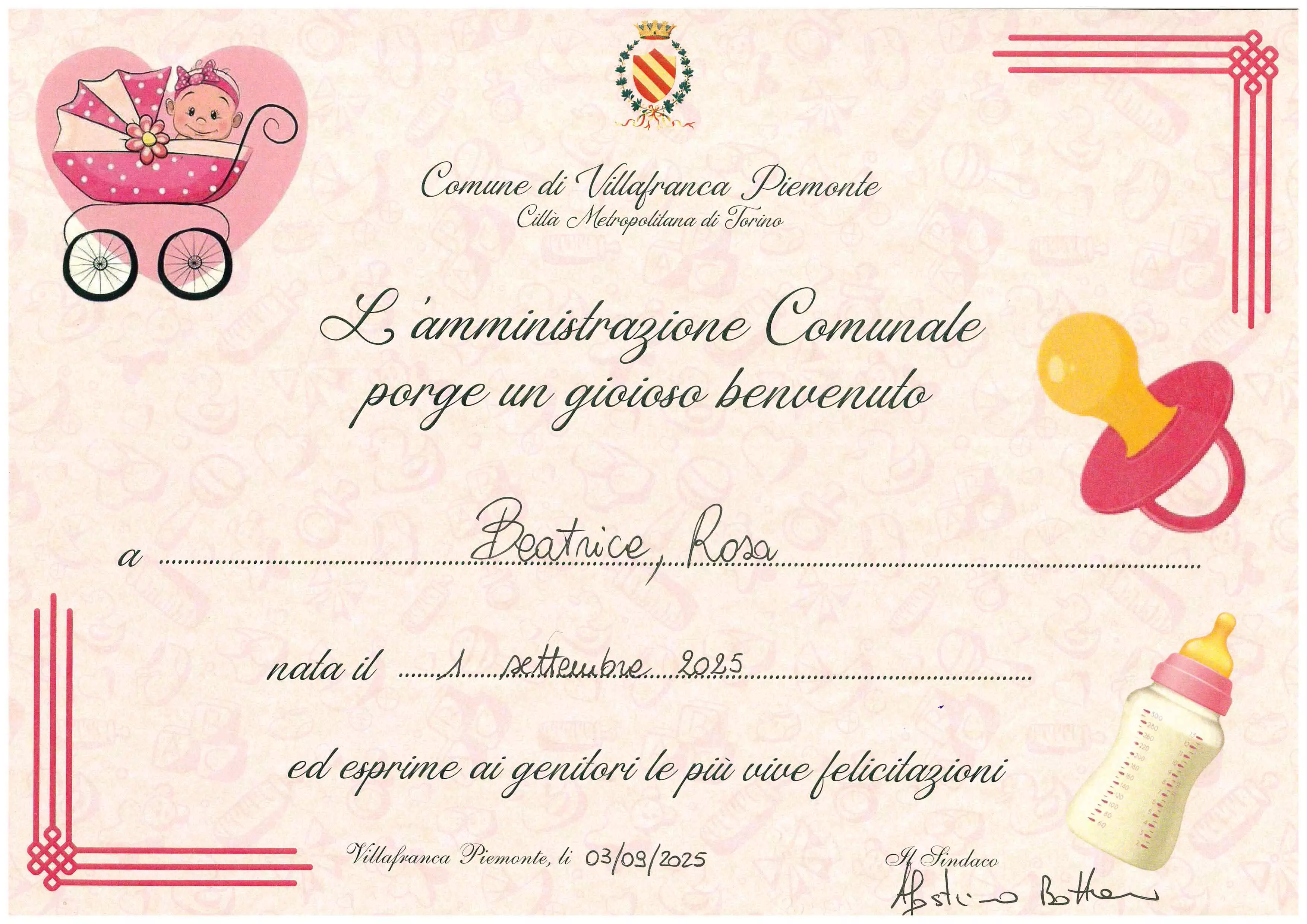 Nascita di Beatrice, Rosa