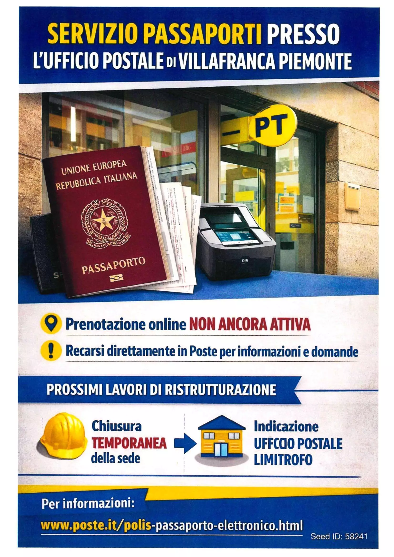 Locandina Servizio Passaporti